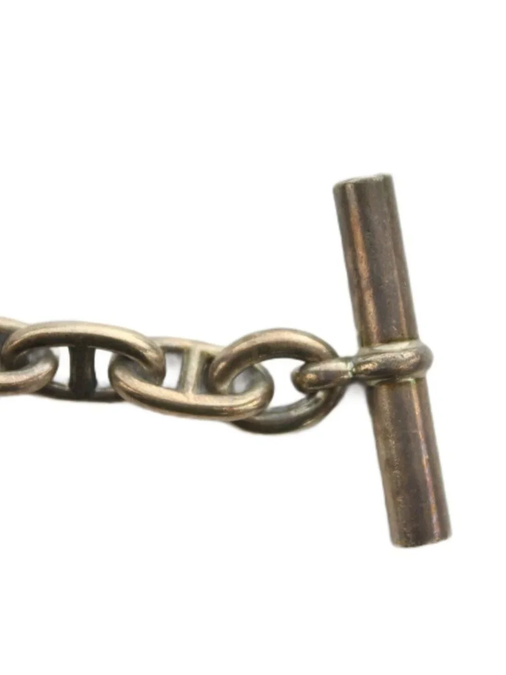 Hermes Vintage Chaine D'ancre MM 16 Links Cursive Stamp Bracelet Chain Silver